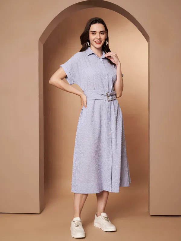 Women�s_Striped_Button-Down_Belted_Shirt_Dress
