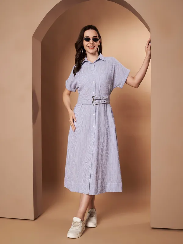 Women�s_Striped_Button-Down_Belted_Shirt_Dress