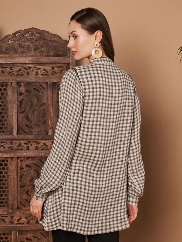 Women�s_Cotton_Checkered_Long_Sleeve_Kurti