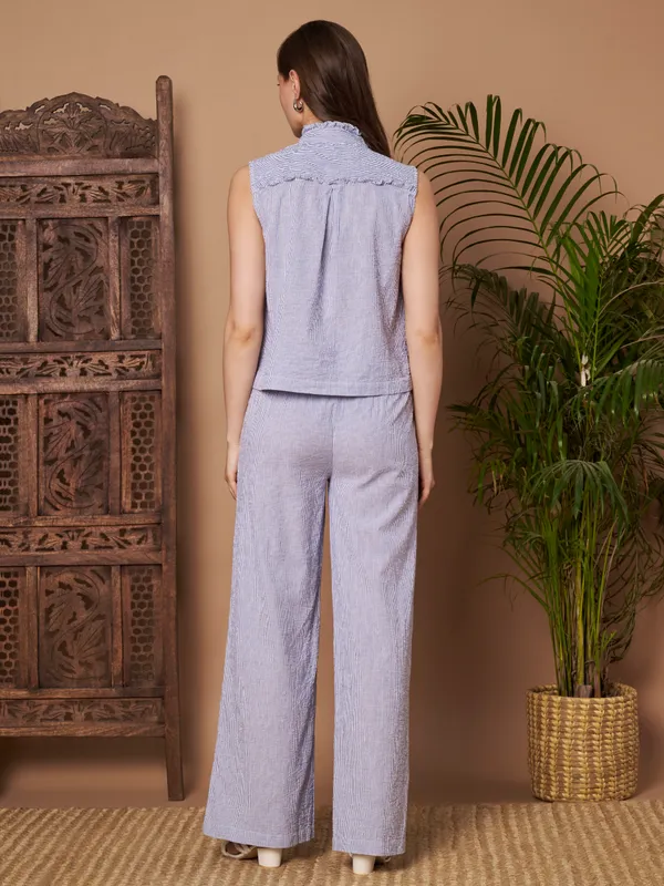 Women�s_Blue_Striped_Cotton_Co-ord_Set