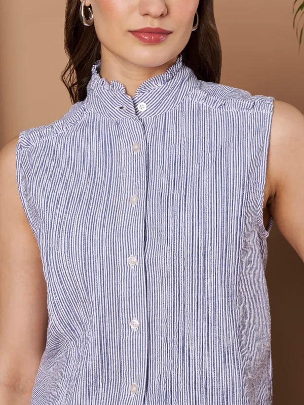 Women�s_Blue_Striped_Cotton_Co-ord_Set