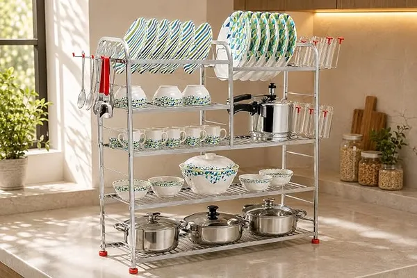 Wall_Mount_Kitchen_Utensils_Dish_Rack_|_Stainless_Steel_Utensil_Stand_with_Plate_&_Cutlery_Holder_(31_X_30_Inches)_|_Kitchen_Shelves_Organizer_|_Hanging