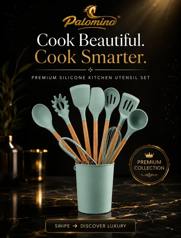 PALOMINO_Premium_Silicone_Kitchen_Utensil_Set_|_12-Piece_Food_Grade_Silicone_Cooking_Tools_with_Premium_Wooden_Handles_&_Holder_|_BPA_Free_|_Heat_Resistant_|_Non-Stick_Safe_|_Modern_Kitchen_Essentials