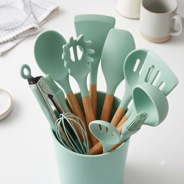 PALOMINO_Premium_Silicone_Kitchen_Utensil_Set_|_12-Piece_Food_Grade_Silicone_Cooking_Tools_with_Premium_Wooden_Handles_&_Holder_|_BPA_Free_|_Heat_Resistant_|_Non-Stick_Safe_|_Modern_Kitchen_Essentials