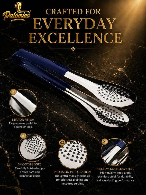 PALOMINO_Premium_Stainless_Steel_Serving_Tongs_|_26_cm_|_Food_Grade_(Blue)_