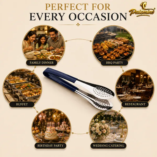 PALOMINO_Premium_Stainless_Steel_Serving_Tongs_|_26_cm_|_Food_Grade_(Blue)_