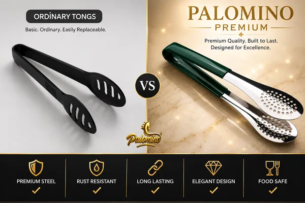 PALOMINO_Premium_Stainless_Steel_Serving_Tongs_|_26_cm_|_Food_Grade_(Green)_