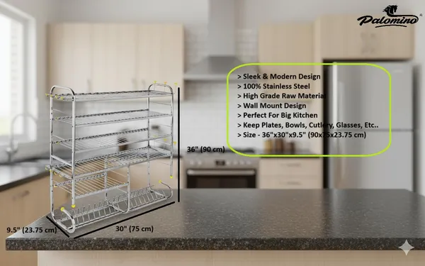 Palomino_Wall_Mount_6_Shelf_Kitchen_Dish_Rack_|_Stainless_Steel_Utensil_Stand_with_Plate_&_Cutlery_Holder_(36_X_30_Inches)_|_Kitchen_Shelves_Organizer