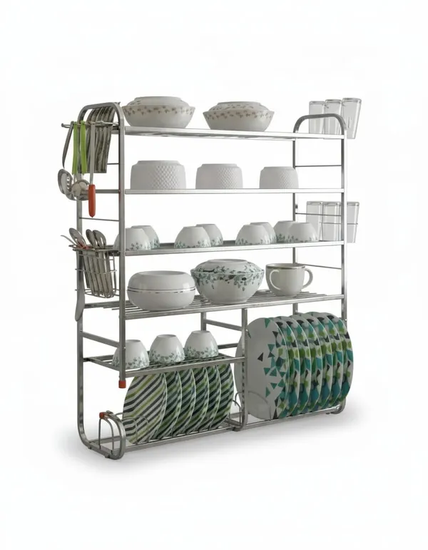 Palomino_Wall_Mount_6_Shelf_Kitchen_Dish_Rack_|_Stainless_Steel_Utensil_Stand_with_Plate_&_Cutlery_Holder_(36_X_30_Inches)_|_Kitchen_Shelves_Organizer
