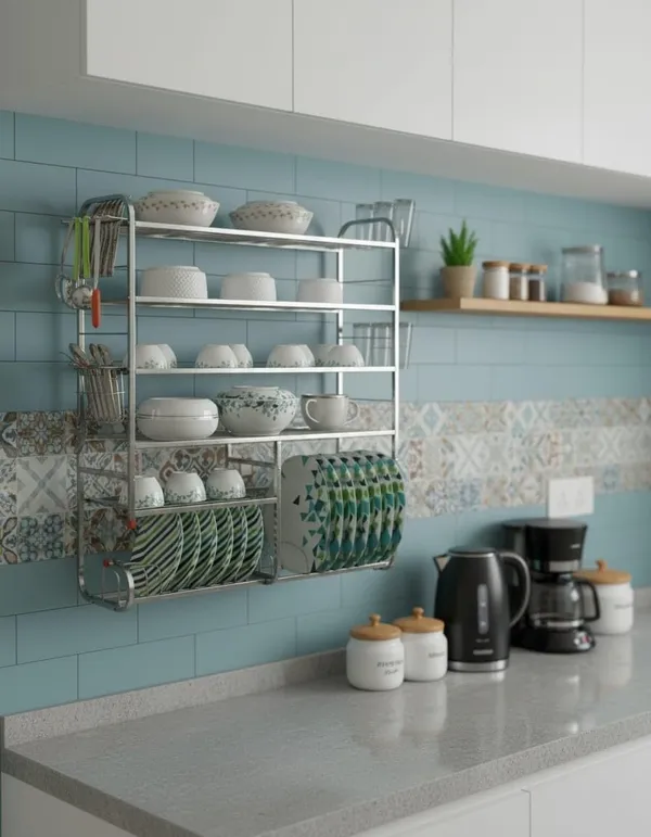 Palomino_Wall_Mount_6_Shelf_Kitchen_Dish_Rack_|_Stainless_Steel_Utensil_Stand_with_Plate_&_Cutlery_Holder_(36_X_30_Inches)_|_Kitchen_Shelves_Organizer