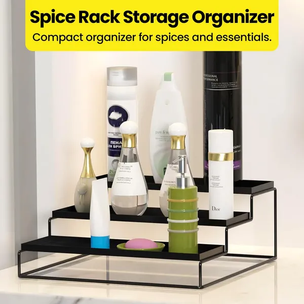 Palomino_3-Step_Kitchen_Countertop_Spice_Rack_Container_Utensil_Holder_Organizer_(Black)
