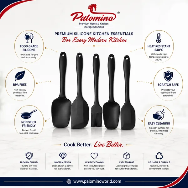Palomino_Premium_5-Piece_Silicone_Kitchen_Utensil_Set_|_Food_Grade_BPA-Free_|_Heat_Resistant_Up_to_230°C_|_Non-Stick_Safe_|_Premium_Cooking_Tools_for_Modern_Kitchens