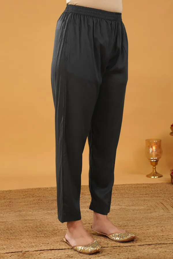 Black_Silk_Blend_Golden_Lace_Kurta_with_Pant(Set_of_2)