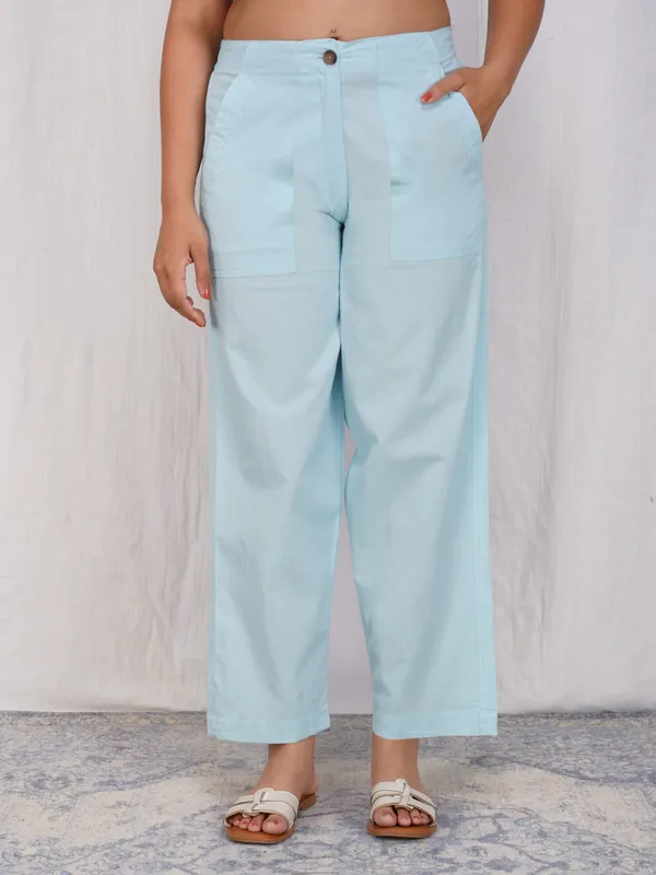 Powder_Blue_Cotton_Relaxed_Straight_Trouser_For_Women