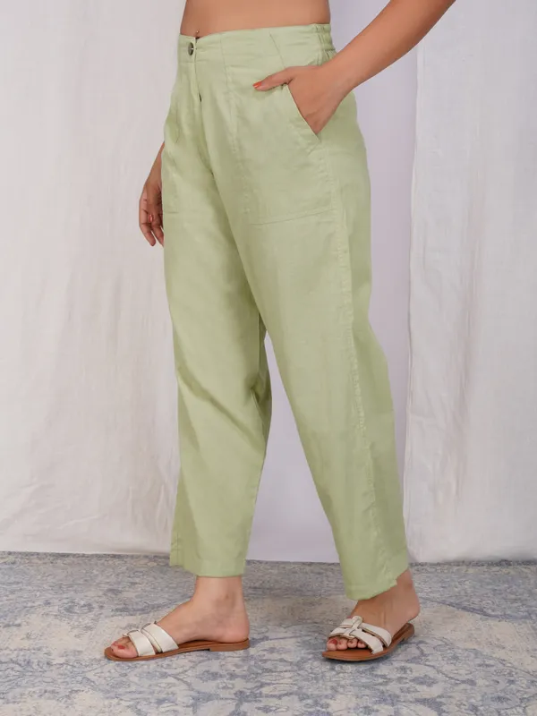 Green_Cotton_Comfort_Fit_Mid-rise_Formal_Trouser_For_Women