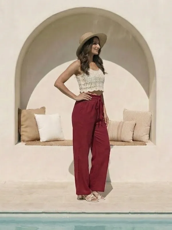Women's_Merlot_High-Rise_Paperbag_Cotton_Wide_Leg_Trousers