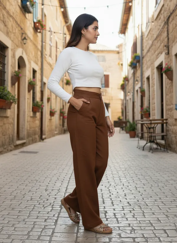 Brown_Cotton_High-Rise_Straight_Leg_Trousers_For_Women