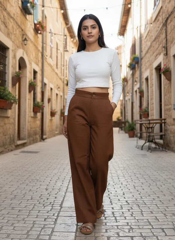 Brown_Cotton_High-Rise_Straight_Leg_Trousers_For_Women