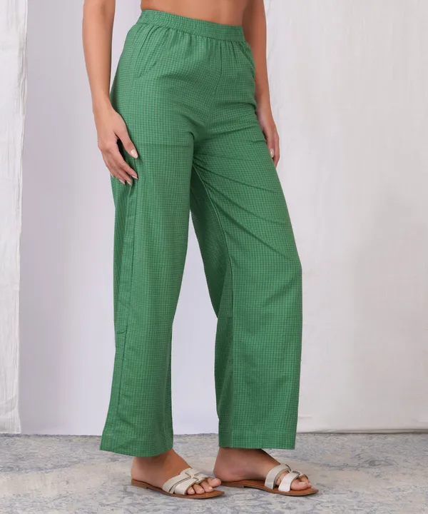 Emerald_Green_Self-Check_Relaxed_Trousers
