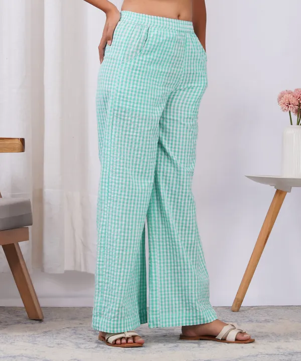 Green_&_White_Gingham_Checked_Cotton_Trousers_with_Pockets