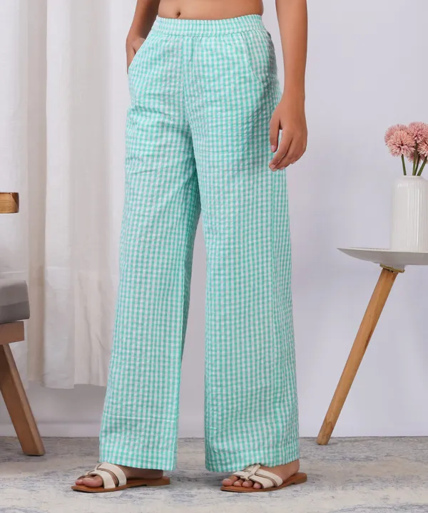 Green_&_White_Gingham_Checked_Cotton_Trousers_with_Pockets