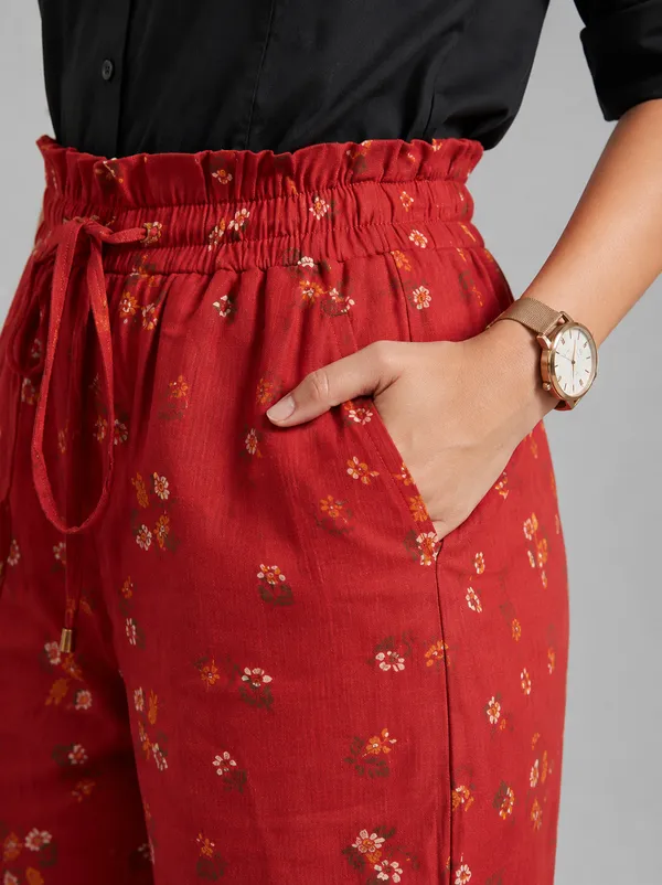 Boho_High-Waist_Smocked_Flared_Casual_Trousers
