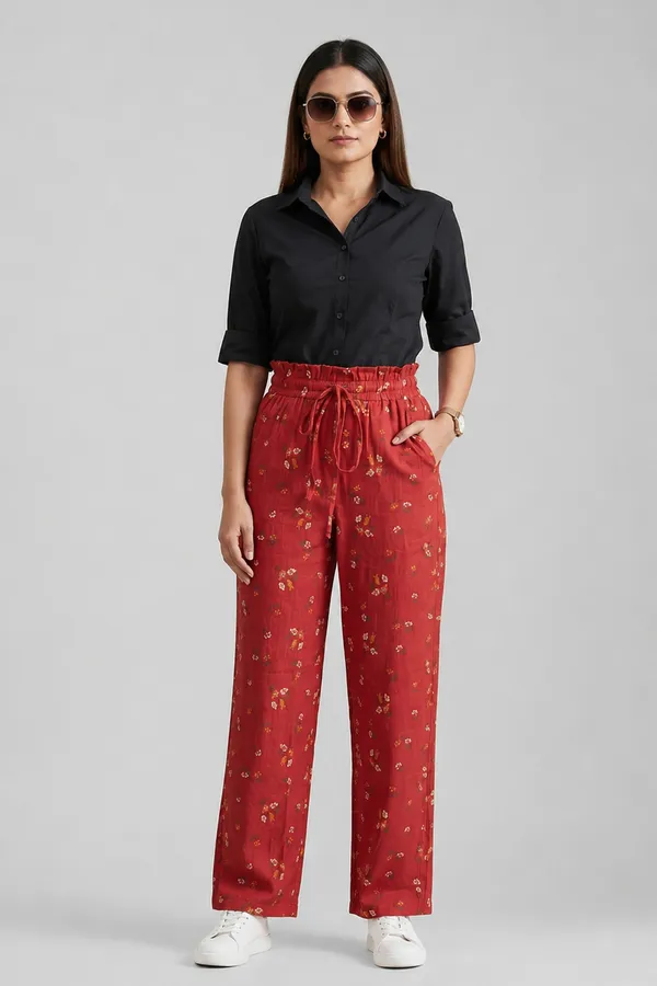 Boho_High-Waist_Smocked_Flared_Casual_Trousers