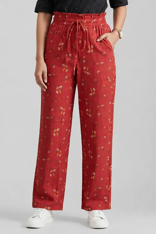 Boho_High-Waist_Smocked_Flared_Casual_Trousers