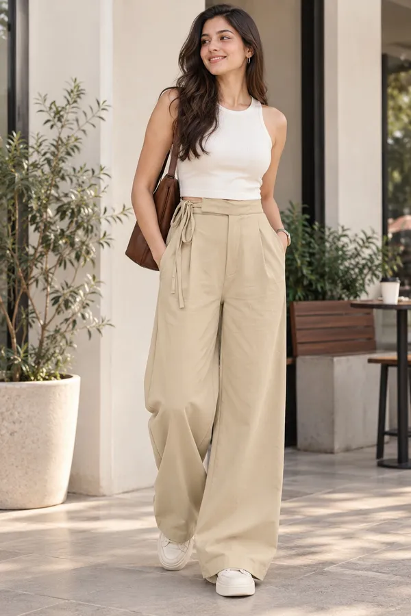 Women_Premium_4-way_Stretch_Side-Tie_Wide-Leg_Trousers