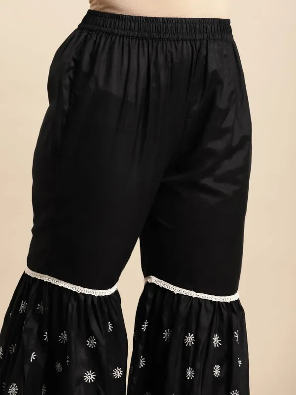 Black_Embroidered_Cotton_Kurta_with_Embroidered_Sharara_and_Dupatta_-_Set_of_3_-_XXL