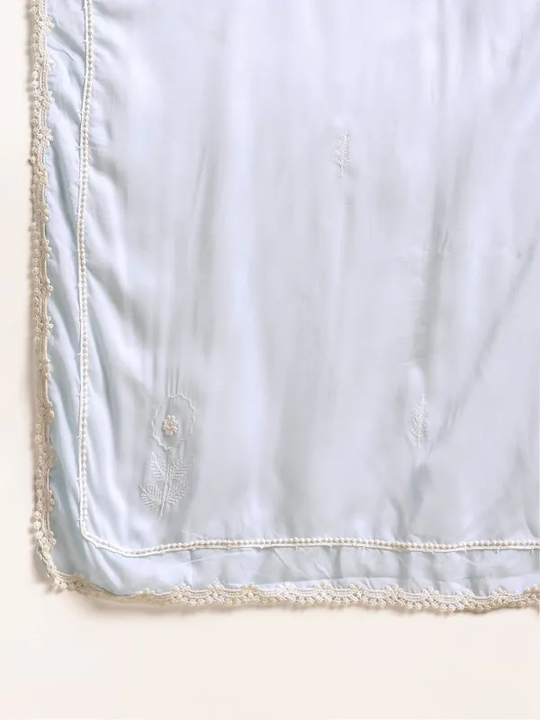 Sky_Blue_Short_Embroidered_Cotton_Kurta_with_Lace_Pant_-_Set_of_2_-_XXL
