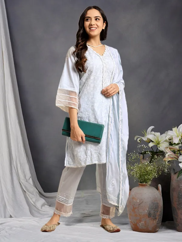 Sky_Blue_Short_Embroidered_Cotton_Kurta_with_Lace_Pant_and_Embroidered_Dupatta_-_Set_of_3_-_XXL