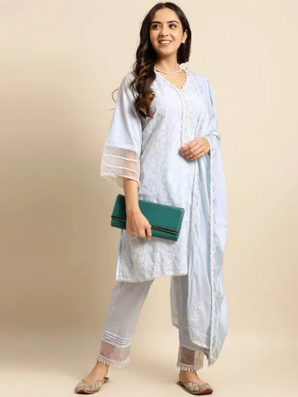 Sky_Blue_Short_Embroidered_Cotton_Kurta_-_XXL
