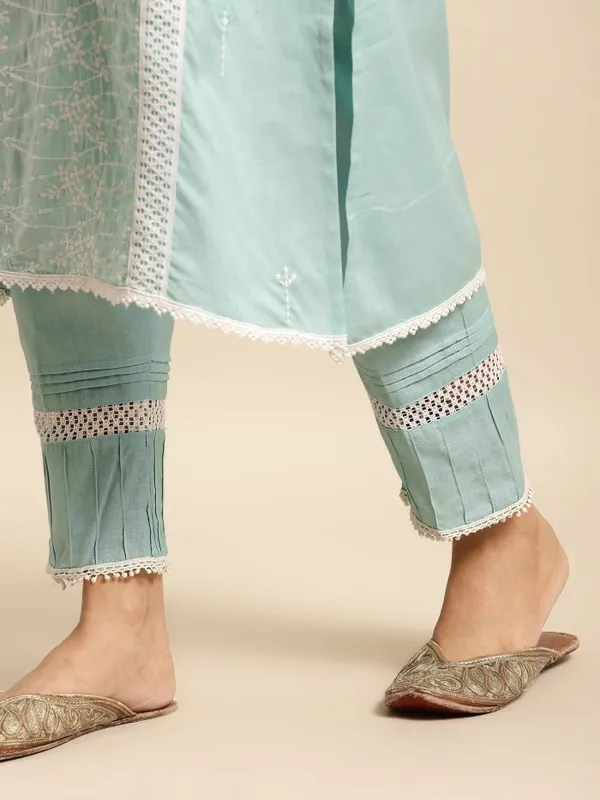 Sea_Green_Embroidered_Cotton_Kurta_with_Lace_Pant_and_Embroidered_Dupatta_-_Set_of_3_-_XXL