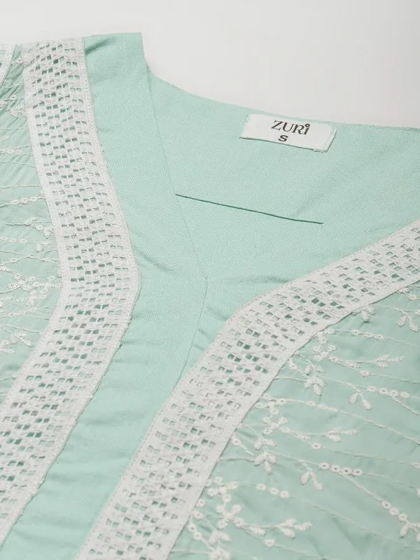 Sea_Green_Embroidered_Cotton_Kurta_-_XXL