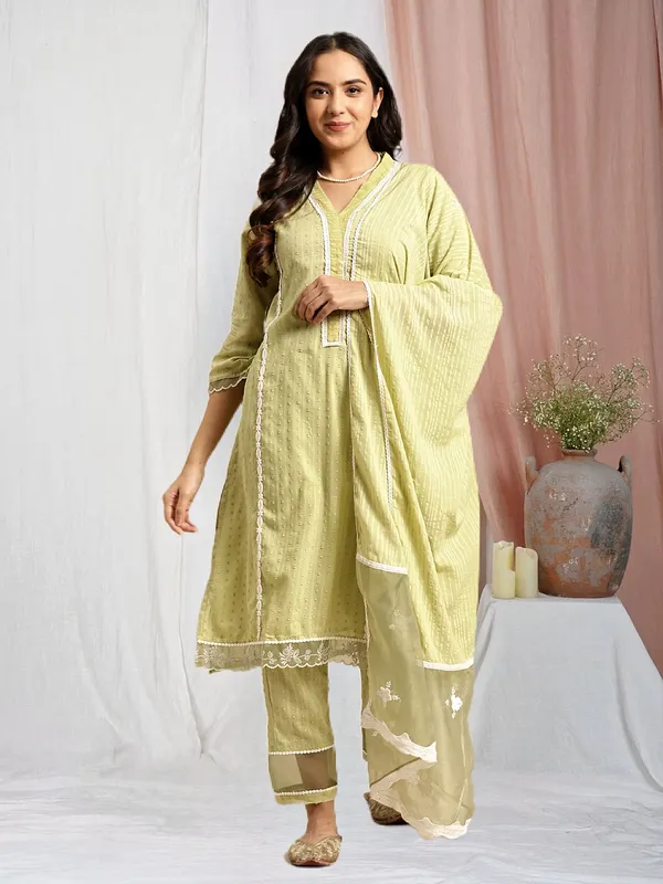 Lemon_Embroidered_Cotton_Dobby_Kurta_with_Lace_Pant_and_Embroidered_Dupatta_-_Set_of_3_-_XXL