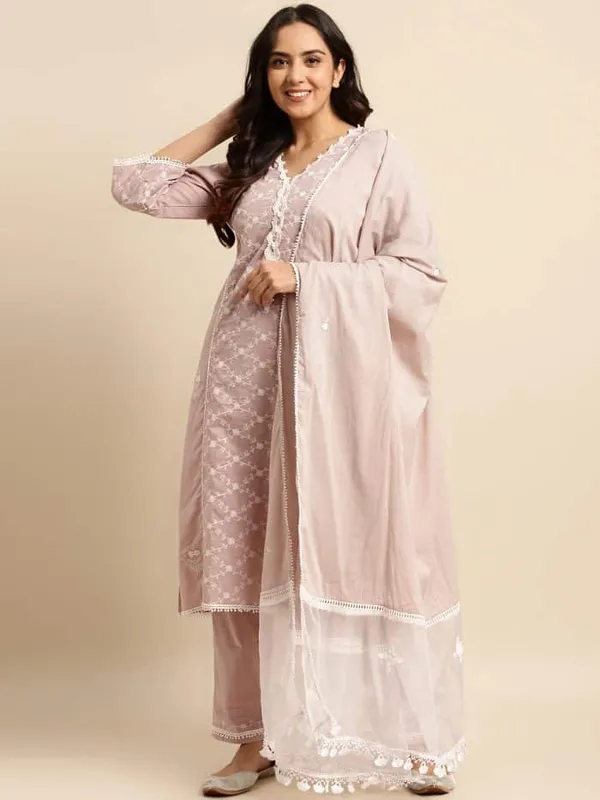 Taupe_Embroidered_Cotton_Kurta_with_Embroidered_Pant_-_Set_of_2_-_XXL