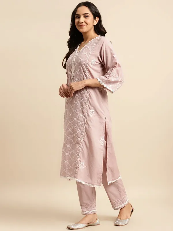Taupe_Embroidered_Cotton_Kurta_-_XXL