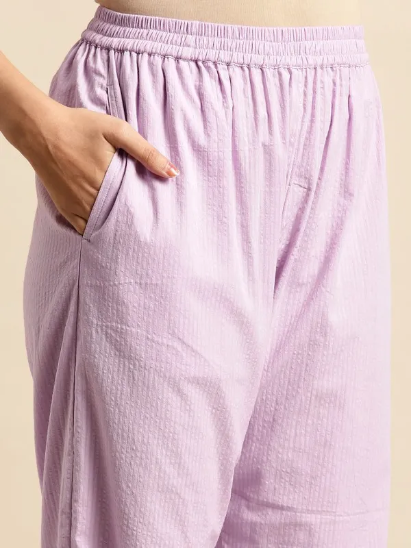 Purple_Pleated_Embroidered_Cotton_Kurta_with_Embroidered_Pant_-_Set_of_2_-_XXL