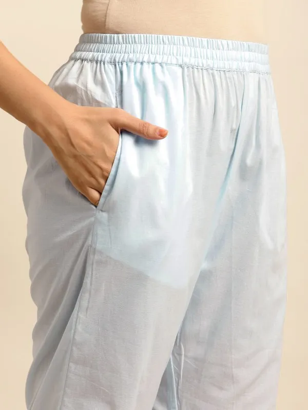 Blue_Short_Panel_Embroidered_Cotton_Kurta_with_Lace_Pant_-_Set_of_2_-_XXL