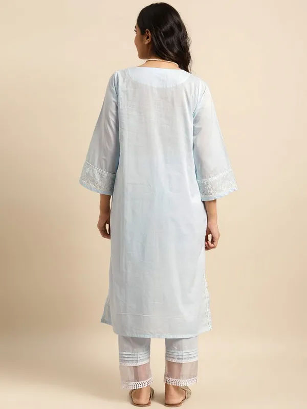 Blue_Short_Panel_Embroidered_Cotton_Kurta_with_Lace_Pant_-_Set_of_2_-_XXL