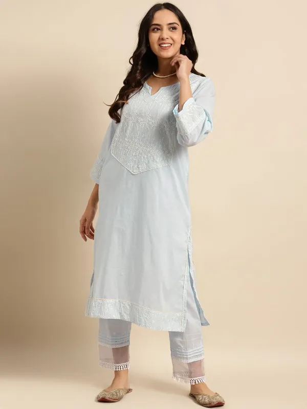 Blue_Short_Panel_Embroidered_Cotton_Kurta_-_XXL