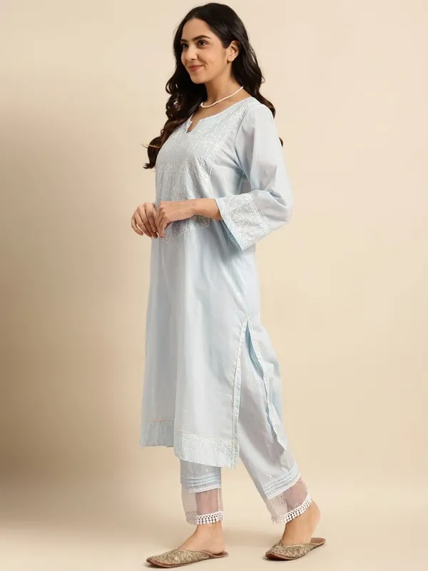 Blue_Short_Panel_Embroidered_Cotton_Kurta_-_XXL