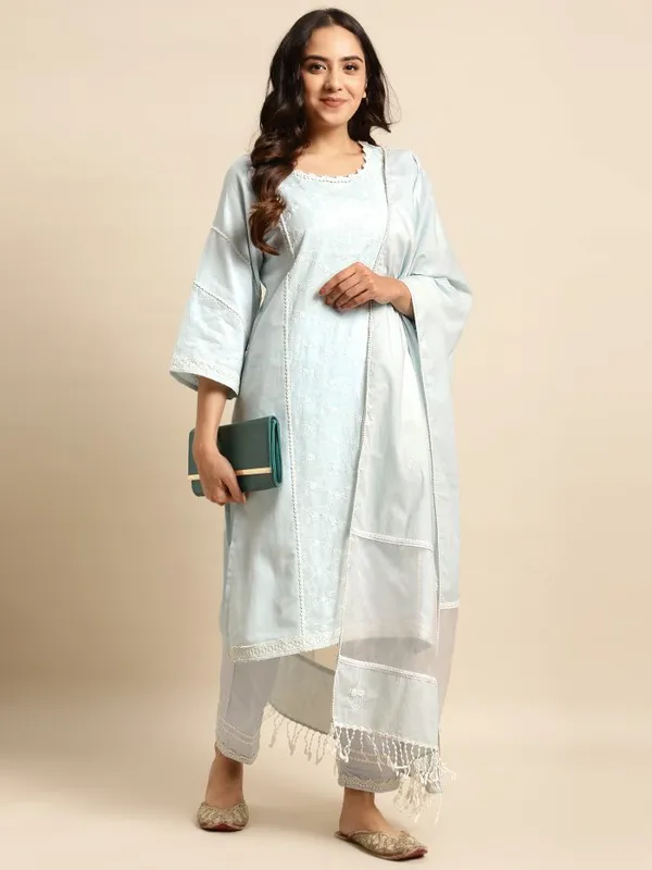 Sky_Blue_Embroidered_Cotton_Kurta_-_XXL