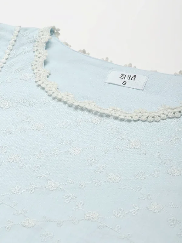 Sky_Blue_Embroidered_Cotton_Kurta_-_XXL