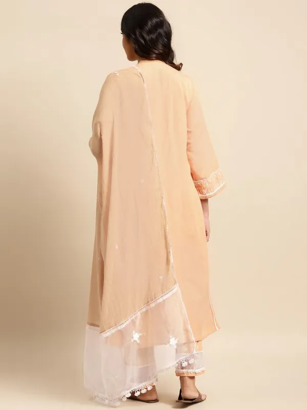 Orange_Short_panel_Embroidered_kurta_with_Lace_Pant_-_Set_of_2_-_XXL