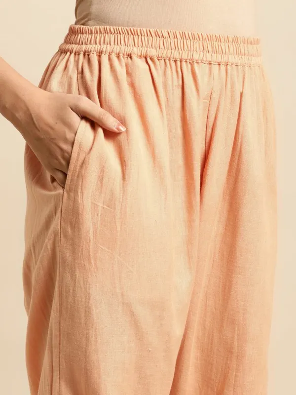 Orange_Short_panel_Embroidered_kurta_with_Lace_Pant_-_Set_of_2_-_XXL