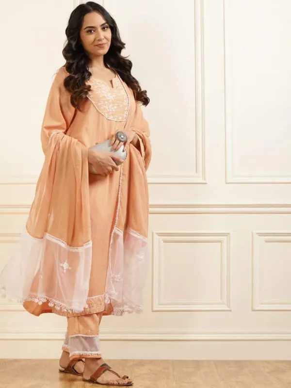 Orange_Short_panel_Embroidered_kurta_with_Lace_Pant_and_Embroidered_Dupatta_-_Set_of_3_-_XXL