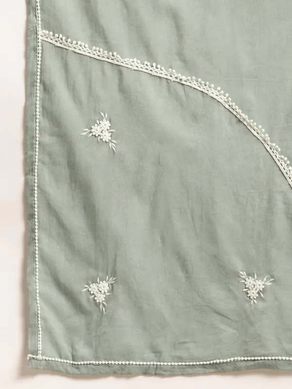 Olive_Green_Embroidered_Cotton_Kurta_with_Lace_Pant_-_Set_of_2_-_XXL