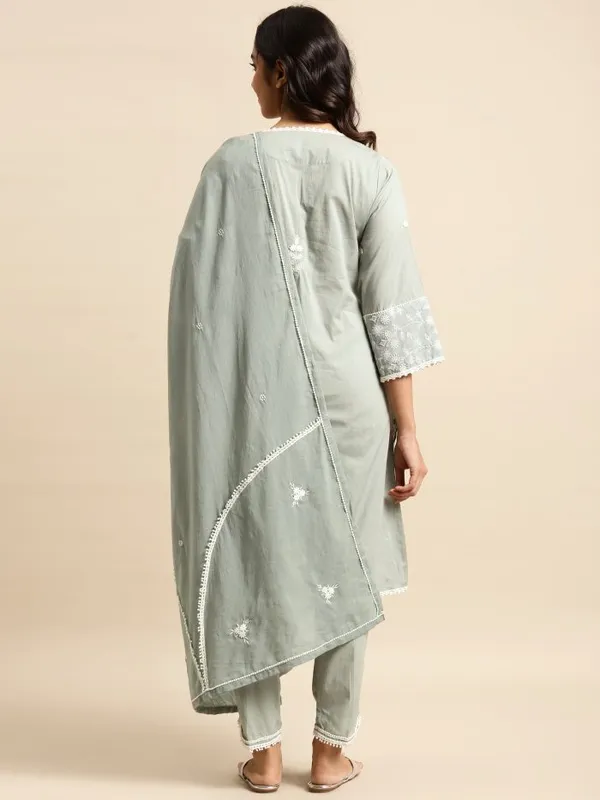 Olive_Green_Embroidered_Cotton_Kurta_-_XXL
